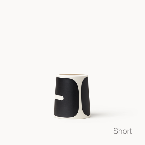 Short Black Color Block Pillar Vase