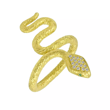 24K Gold and Diamond Snake Ring