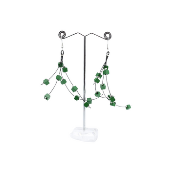 Frankie Pashmina Beads on Fishwire Earrings - Spring Green