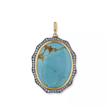 One-of-a-kind Kingman Turquoise and Cognac diamond My World Pendant
