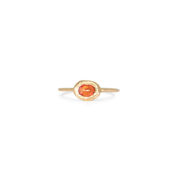 18K Gold Oval Poppy Red Sapphire Ring