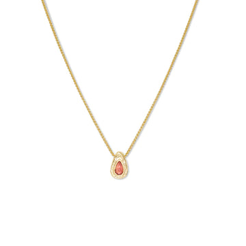 18K Gold Poppy Red Sapphire Teardrop Slider Necklace