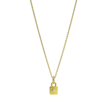 18k gold with diamond Lock Emblem on Cable Chain