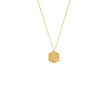 Maya Hexagon Necklace - 18K Yellow Gold & White Diamond