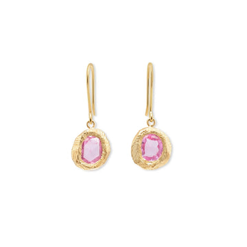 18k gold Vivid Pink Sapphires Freeform Drop Earring