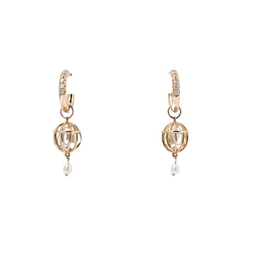 14k gold Universe Diamond & Pearl  Earrings