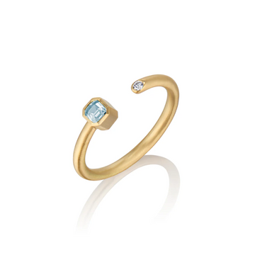 18k gold, aquamarine and diamond Thor(vi) Small Sideways Hammer Ring
