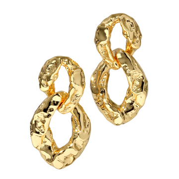BRUT GOLD DOUBLE LINK POST EAR