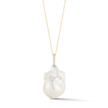 Diamond Baroque Pearl Necklace