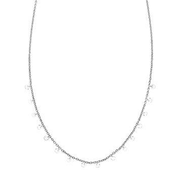Cien Long Drop Necklace - 18K White Gold & White Diamond