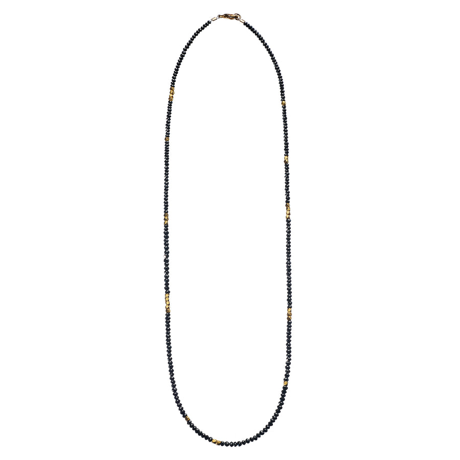 Black Diamond Noir With Gold Beads Necklace - 14K Yellow Gold