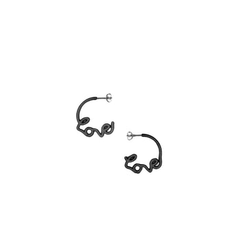 Small Love Hoop Earrings - Black