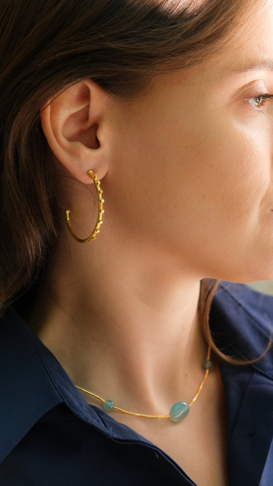 Dima Earrings in 24K Yellow Gold and Diamonds - Medium