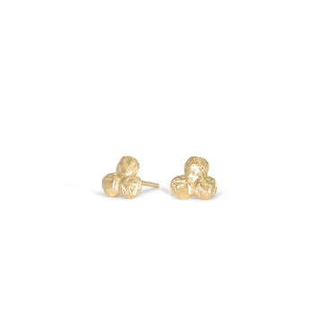 18k gold Brushed Organic Nugget Cluster Earrings