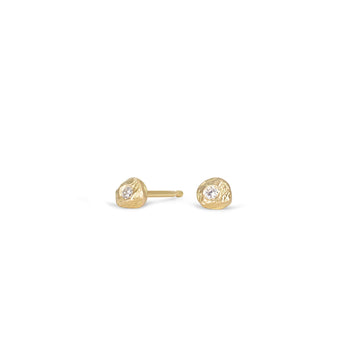 18k gold Little Brushed Organic diamond Stud Earrings