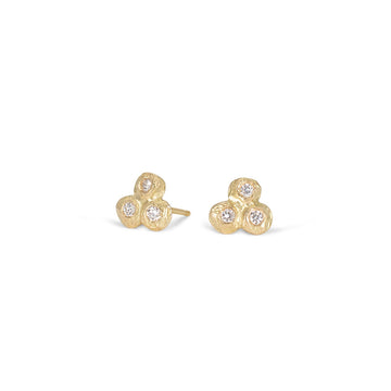 18k gold Diamond Dot Triple Post Earrings