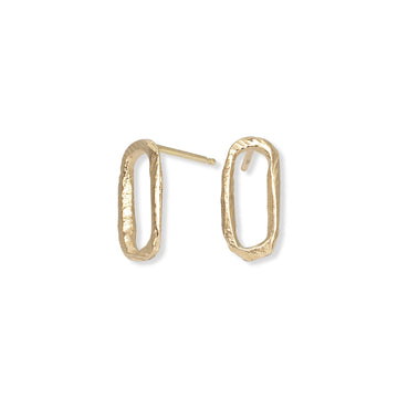 small 18k gold Textured Paperclip Link Post Earring -18K YG