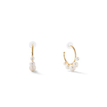 Pearl Swirl Hoop Earring - medium white