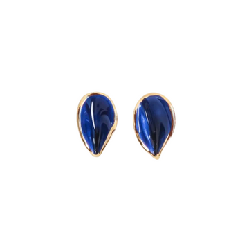 Flora Leaf Earrings - Blue