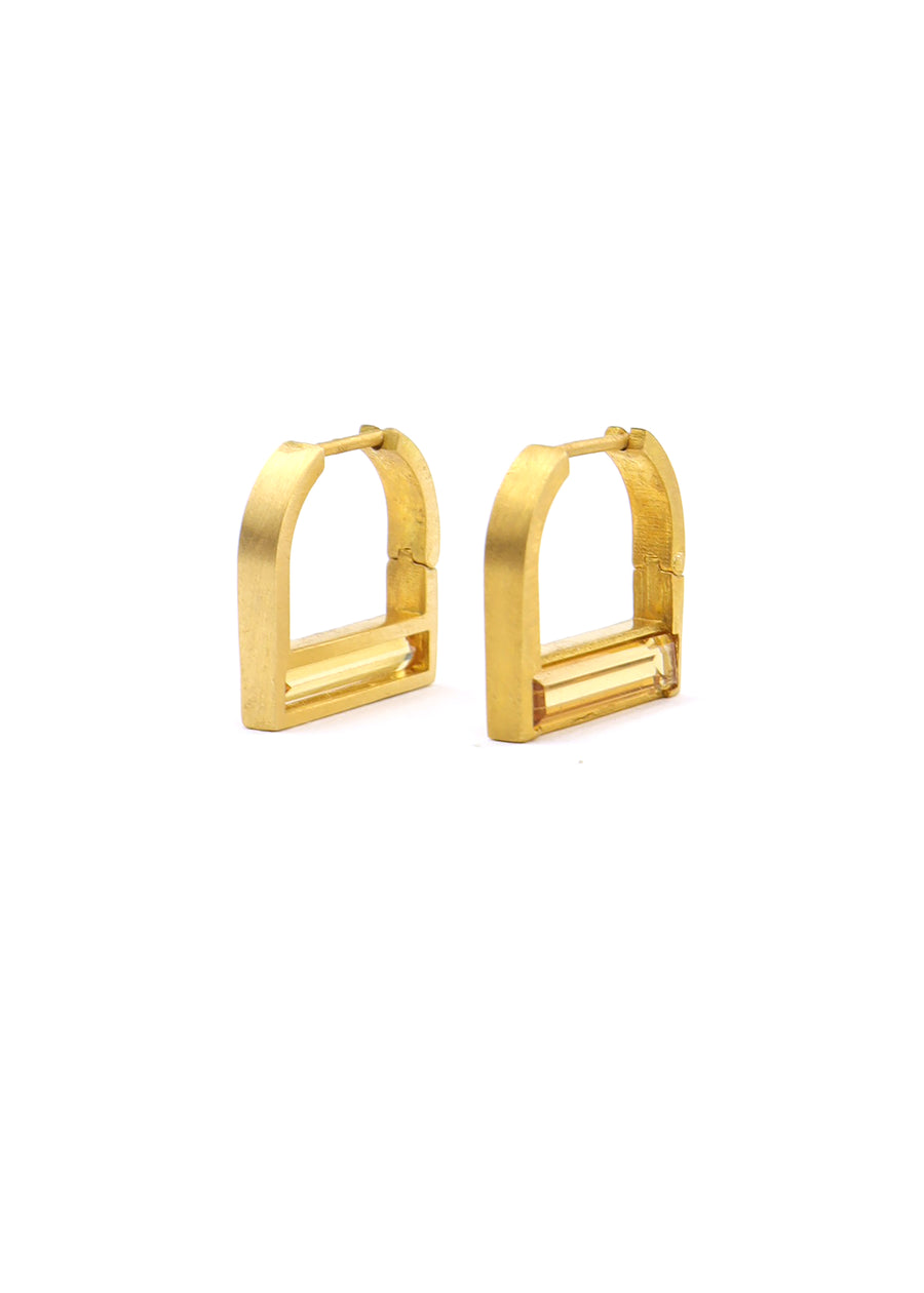 18K Citrine Saddle Hoop Earrings (Additional Gemstones Available)