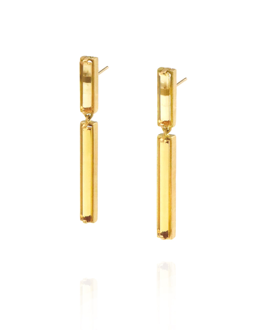 18K Double Drop Citrine Pillar Earrings (Additional Gemstones Available)