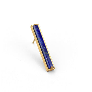 18K Long Lapis Stud Pillar Earrings (Additional Gemstones Available)
