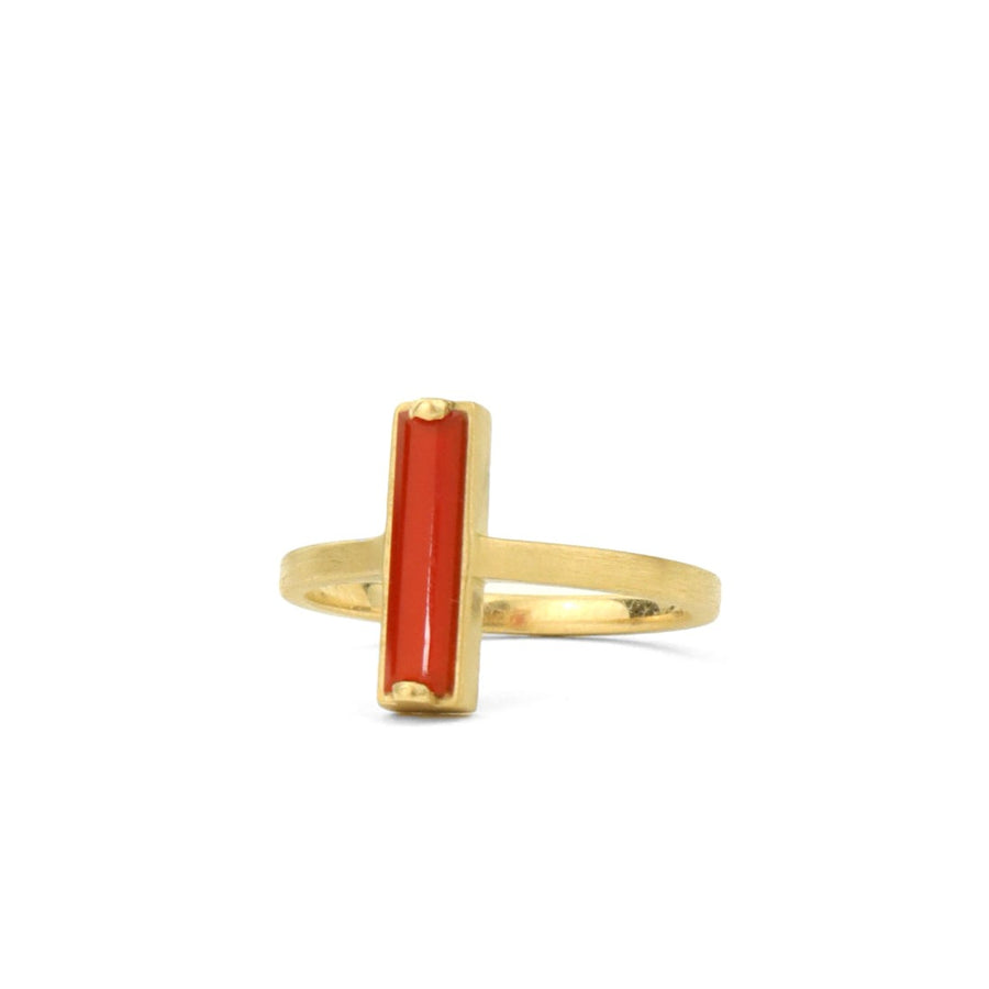 Petite Vertical Carnelian Pillar Ring (Additional Gemstones Available)