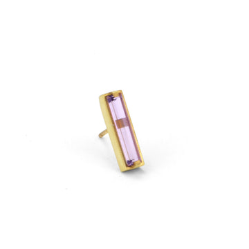 18K Petite Amethyst Stud Pillar Earrings (Additional Gemstones Available)
