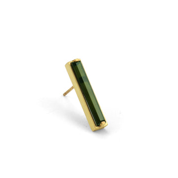 18k Standard Green Tourmaline Stud Pillar Earrings (Additional Gemstones Available)