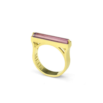 Standard Horizontal Amethyst Pillar Ring (Additional Gemstones Available)