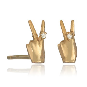 14k gold Peace Lady Finger Studs