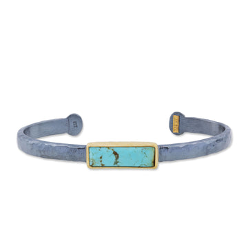 My World Turquoise Bracelet in 24K Yellow Gold & Oxidized Sterling Silver