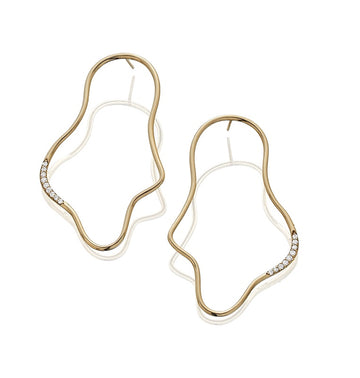 18k Gold Pure Lines Earrings with Diamonds
