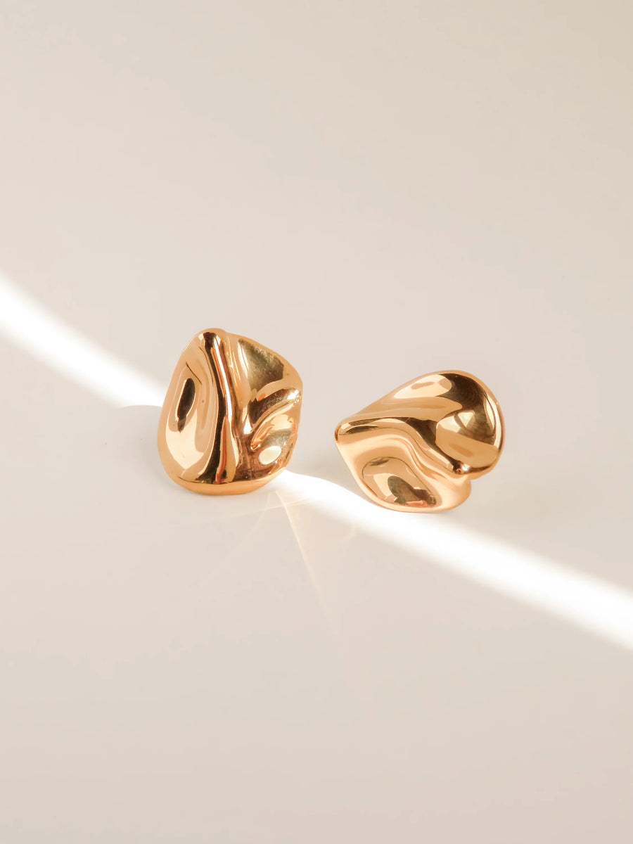 Round Folded Earrings - Gold