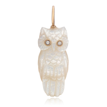 14k gold mother of pearl Snowy Owl