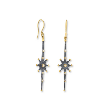 Elongated Diamond Starburst Earrings