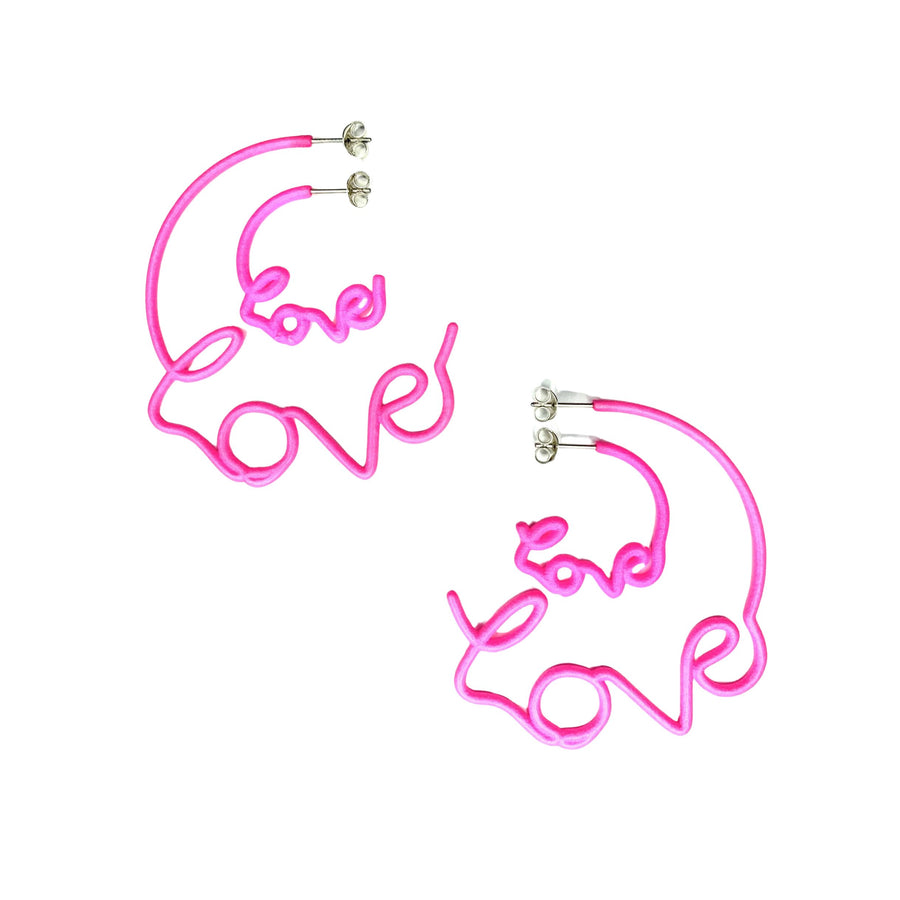 Small Love Hoop Earrings - Black