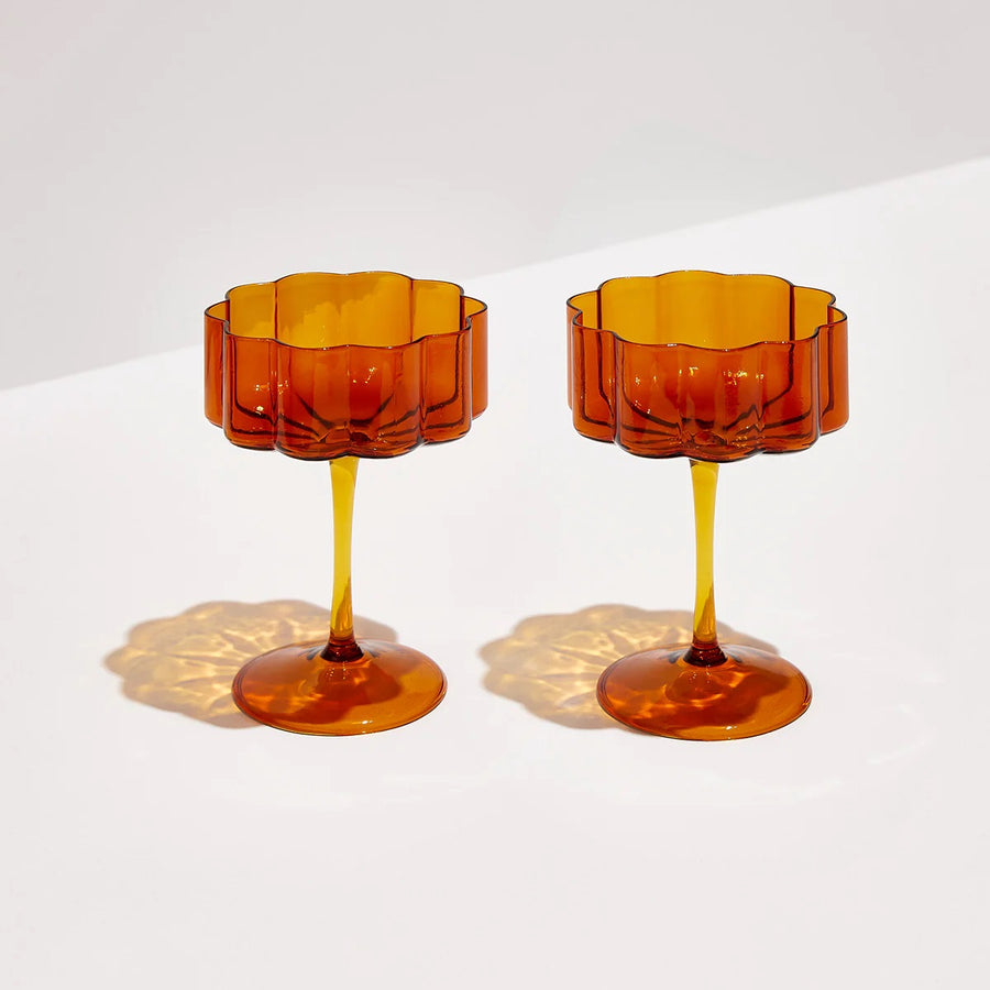 AMBER WAVE COUPE GLASSES - SET OF 2