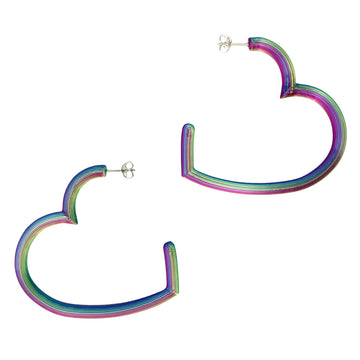 Medium Heart Hoop Earrings - Rainbow Magic