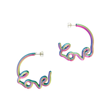 Medium Love Hoop Earrings - Rainbow Magic