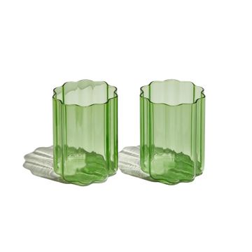 GREEN WAVE GLASSES - SET OF 2