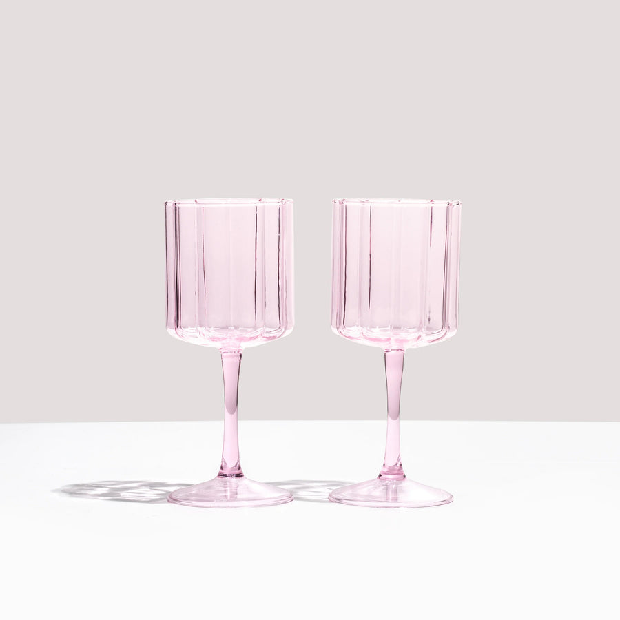PINK WAVE WINE GLASSES - SET OF 2