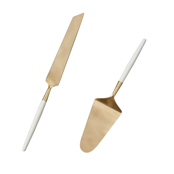 White & Gold Cake Lift & Knife Set – The Store at MAD