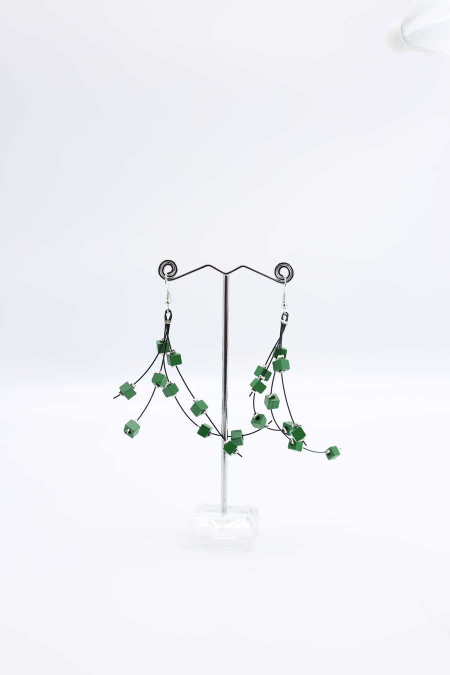 Frankie Pashmina Beads on Fishwire Earrings - Spring Green