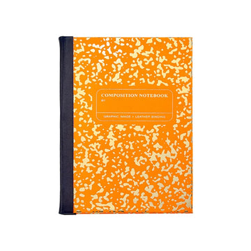 Leather Bound Hardcover Composition Notebook- NEON ORANGE