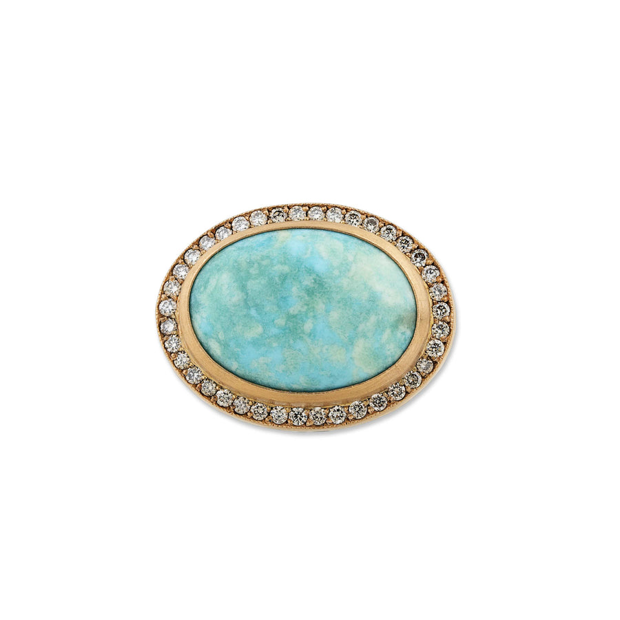 Turquoise Pompei Ring - DIAMONDS IN 22K YELLOW GOLD & OXIDIZED STERLING SILVER