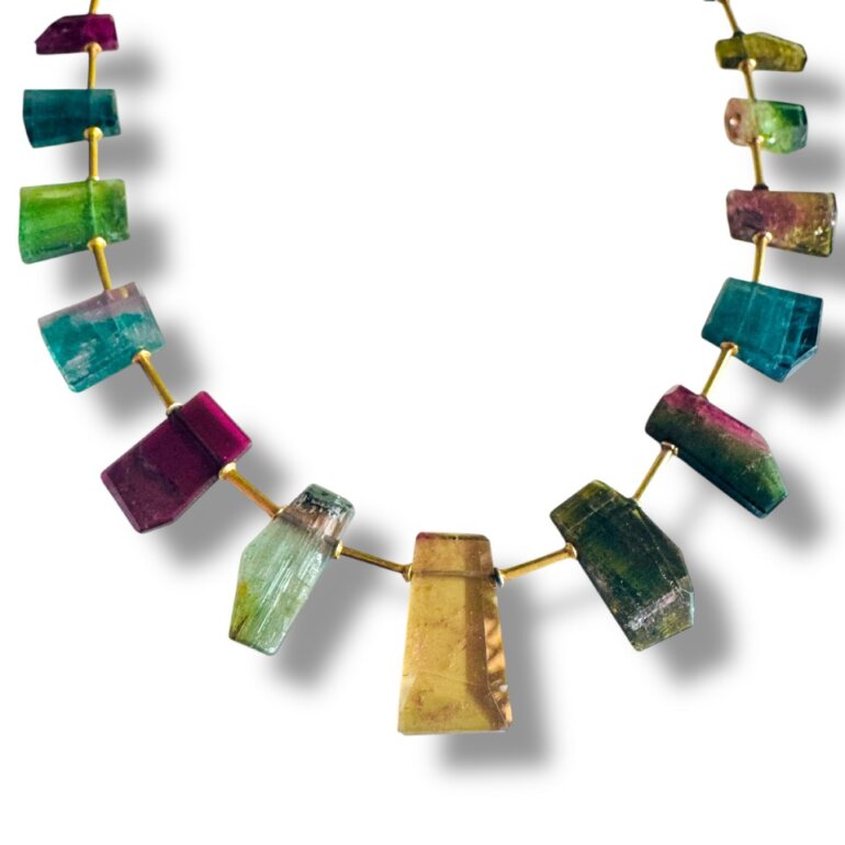 Oneof a Kind Rainbow Tourmaline Plates Necklace
