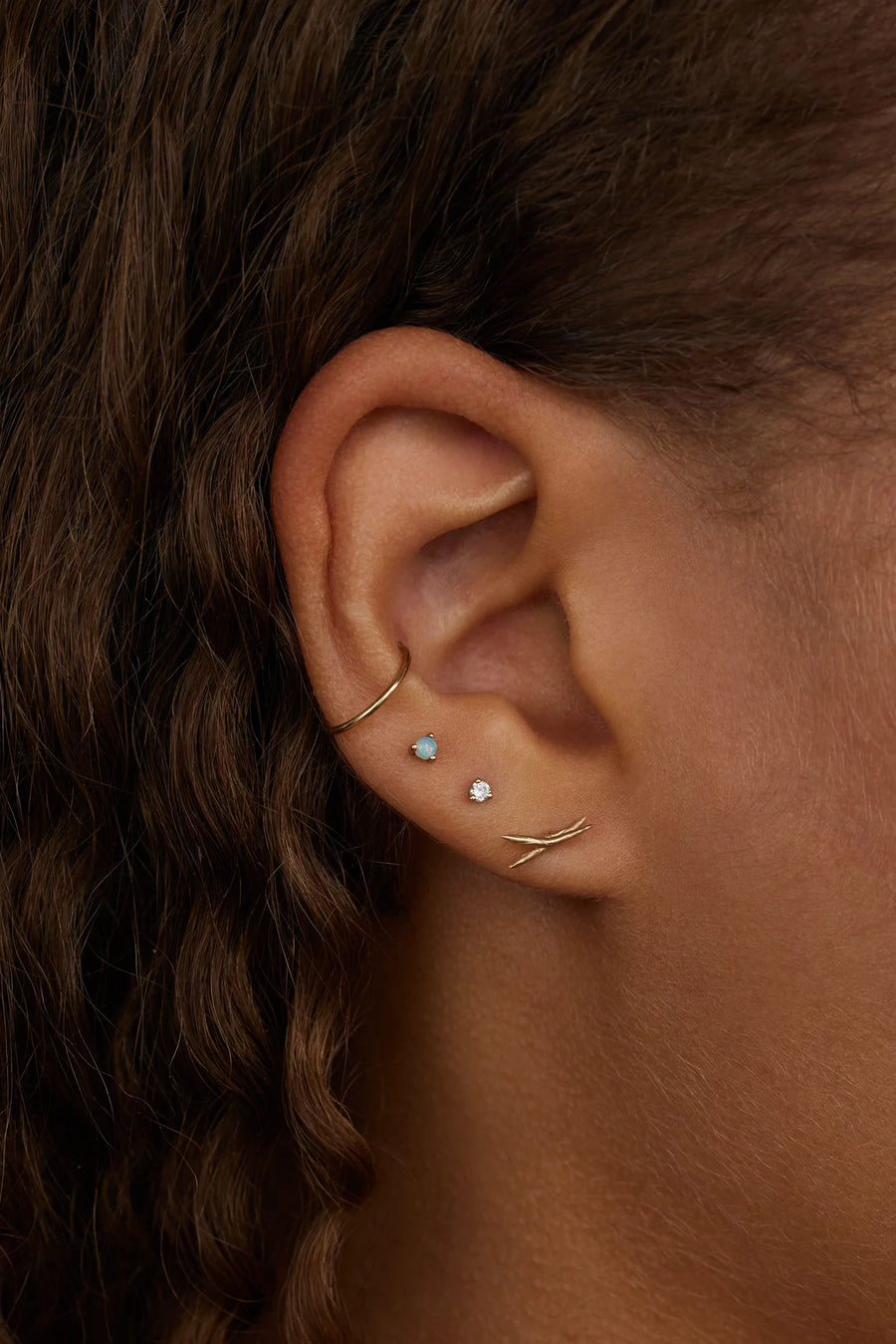 10k gold Crossed Stick Wisp Earrings