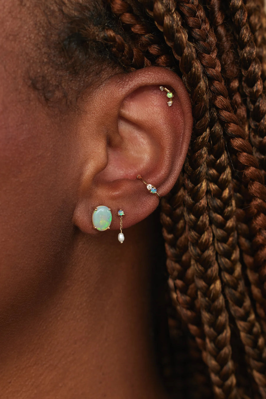 Opal & Pearl Shower Earrings - 14K Yellow Gold