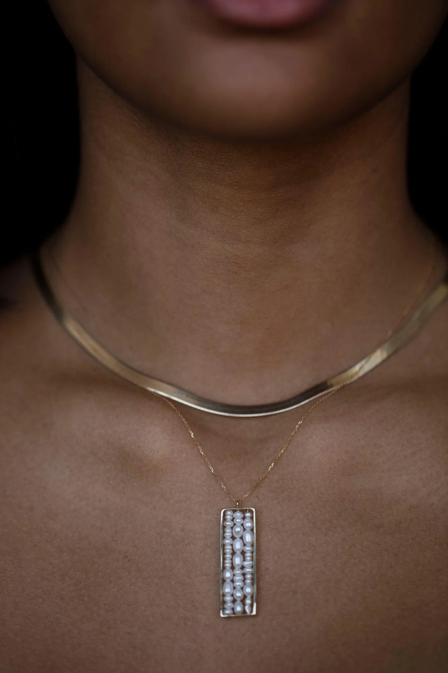 Long Metaphor Necklace - 14K Gold with Seed Pearls